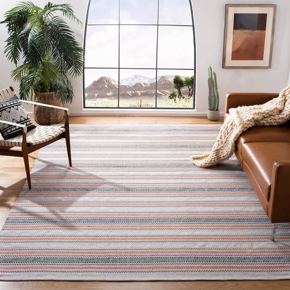 SAFAVIEH Montauk Spots Geometric Striped Cotton Area Rug, Pink/Beige, 4' x 6'