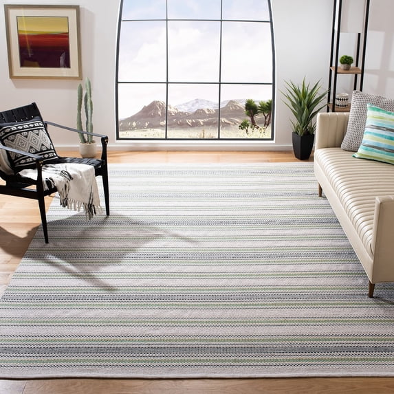 SAFAVIEH Montauk Spots Geometric Striped Cotton Area Rug, Turquoise, 5' x 8'