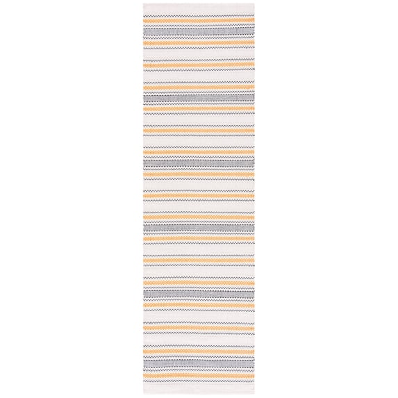 SAFAVIEH Montauk Spots Geometric Striped Cotton Runner Rug, Orange/Beige, 2'3" x 8'
