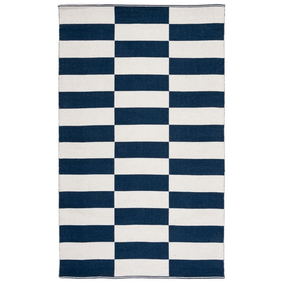 SAFAVIEH Montauk Tanja Checkered Cotton Area Rug, Navy/Ivory, 8' x 10'