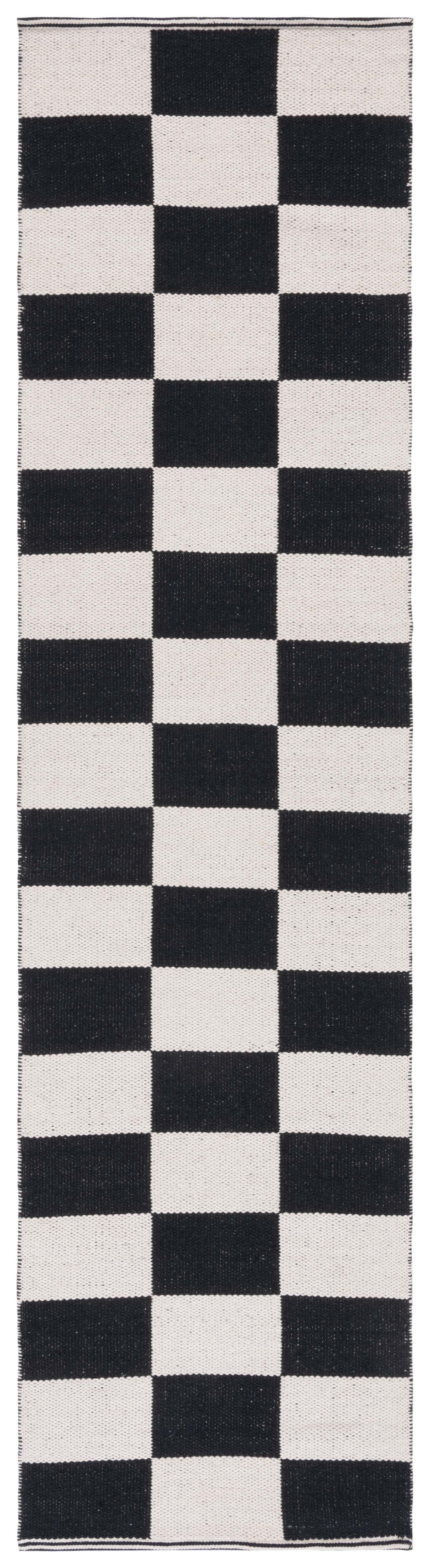 Tanja Rug Collection SAFAVIEH Montauk Tanja Checkered Cotton Runner Rug, Black/Ivory, 2'3