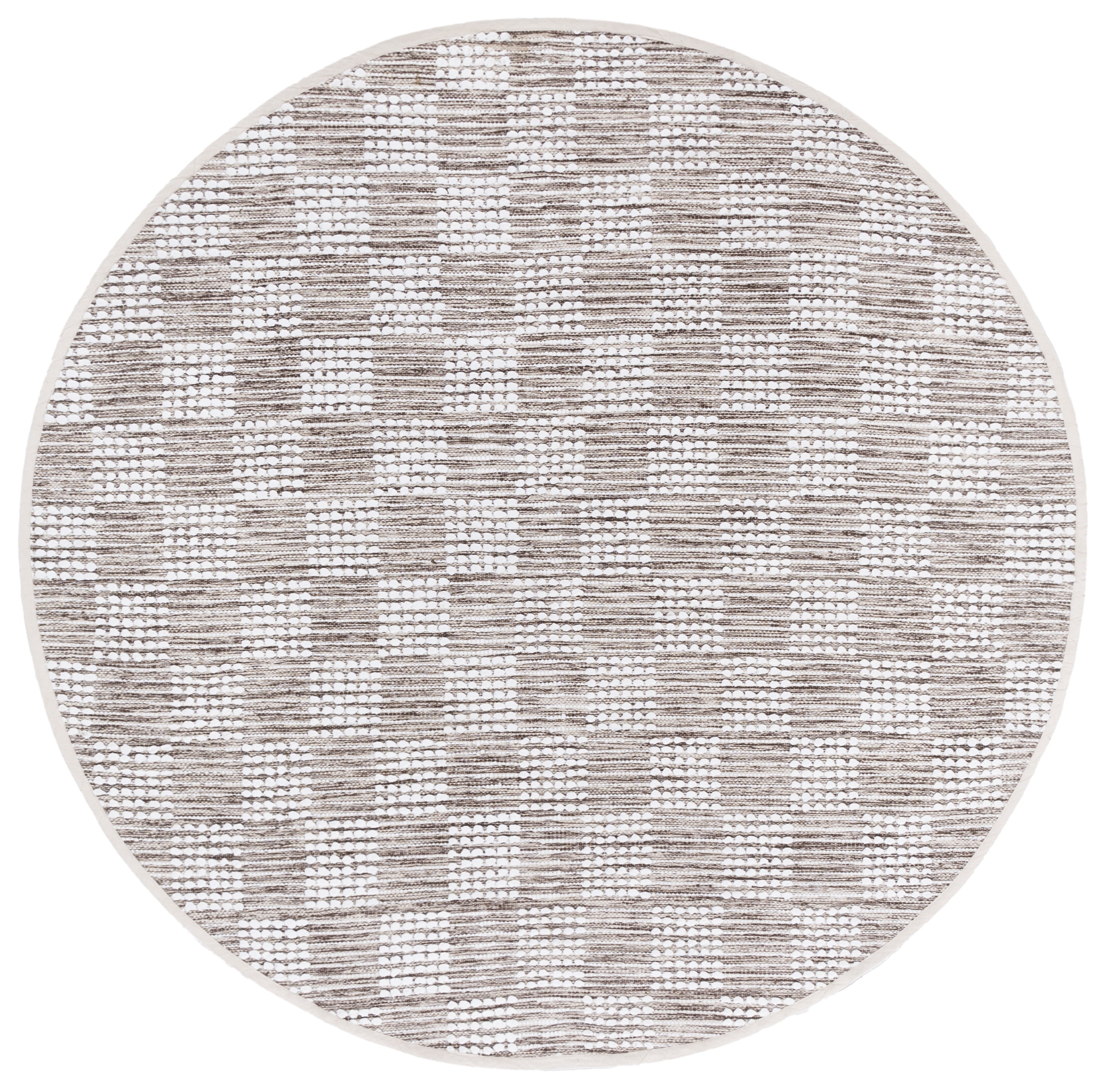 SAFAVIEH Montauk Taryn Checkered Cotton Area Rug, Brown/Ivory, 6' x 6' Round
