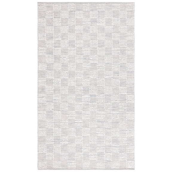 SAFAVIEH Montauk Taryn Checkered Cotton Area Rug, Silver/Ivory, 3' x 5'