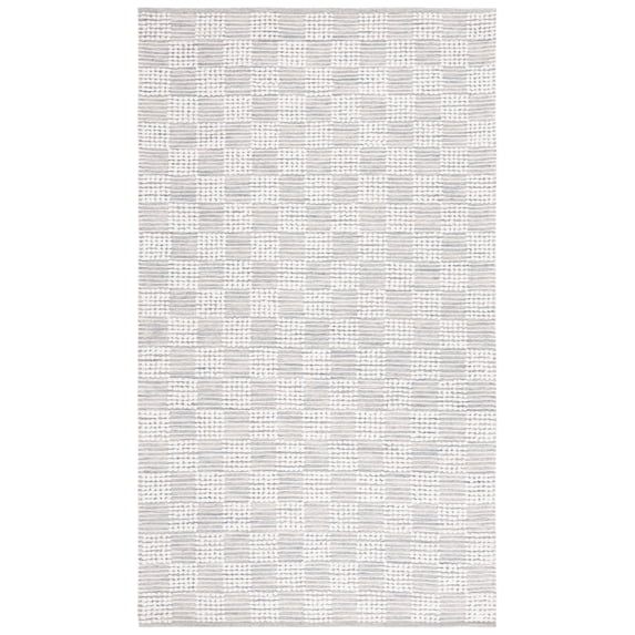 SAFAVIEH Montauk Taryn Checkered Cotton Area Rug, Silver/Ivory, 3' x 5'