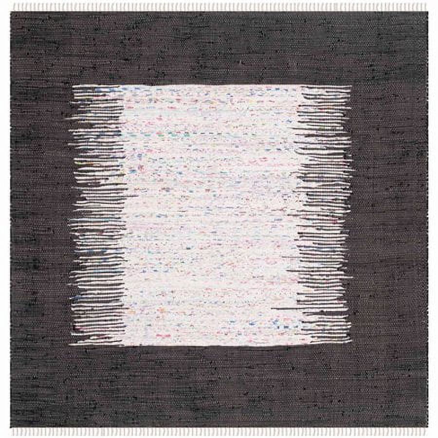Montauk Ivory and Black Handwoven Cotton Area Rug