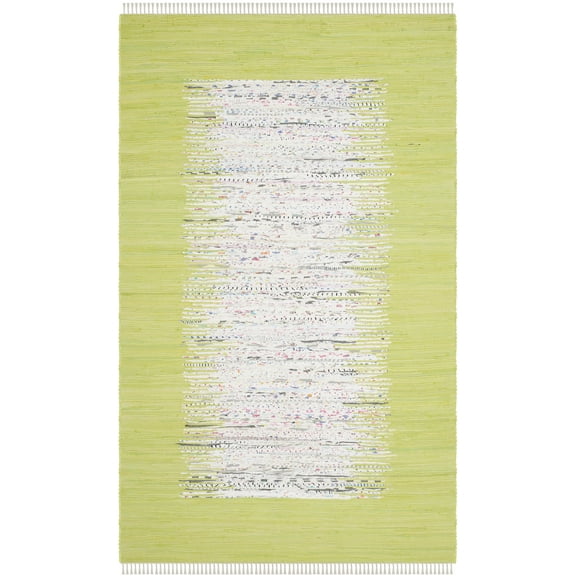 SAFAVIEH Montauk Tennyson Geometric Cotton Area Rug, Ivory/Citron, 5' x 8'