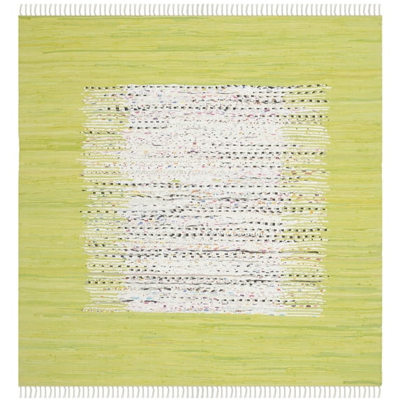 SAFAVIEH Montauk Tennyson Geometric Cotton Area Rug, Ivory/Citron, 6' x 6' Square