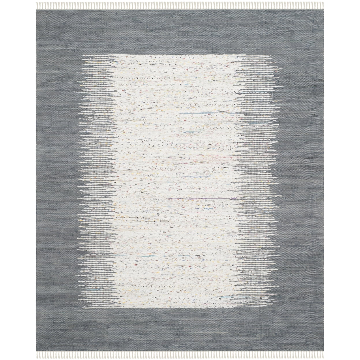 Montauk Ivory and Grey Handwoven Cotton Area Rug 3' x 5'