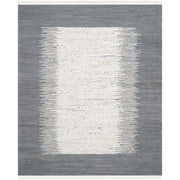 SAFAVIEH Montauk Tennyson Braided Border Cotton Area Rug, Ivory/Grey, 3' x 5'