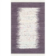SAFAVIEH Montauk Tennyson Braided Border Cotton Area Rug, Ivory/Purple, 9' x 12'