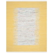SAFAVIEH Montauk Tennyson Braided Border Cotton Area Rug, Ivory/Yellow, 3' x 5'