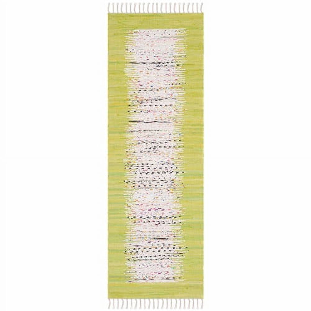 SAFAVIEH Montauk Tennyson Braided Border Cotton Runner Rug, Ivory/Citron, 2'3" x 7'