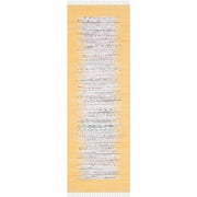 SAFAVIEH Montauk Tennyson Braided Border Cotton Runner Rug, Ivory/Yellow, 2'3" x 8'