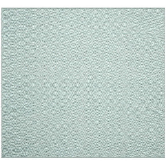 SAFAVIEH Montauk Terrence Geometric Diamond Cotton Area Rug, Ivory/Aqua, 4' x 4' Square