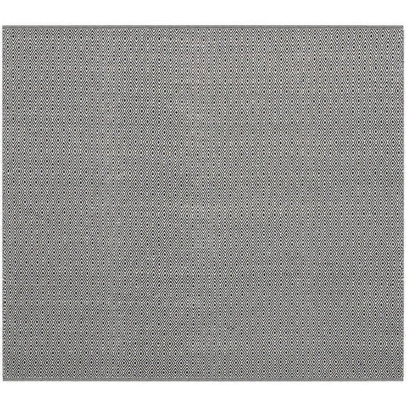 SAFAVIEH Montauk Terrence Geometric Diamond Cotton Area Rug, Ivory/Navy, 4' x 4' Round