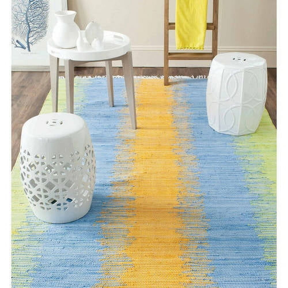 Coastal Charm Green/Gold Cotton 6' Square Handwoven Rug