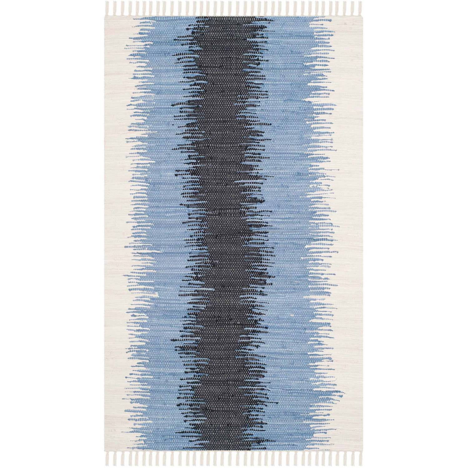 Montauk 3' x 5' Gray and Blue Handwoven Cotton Area Rug