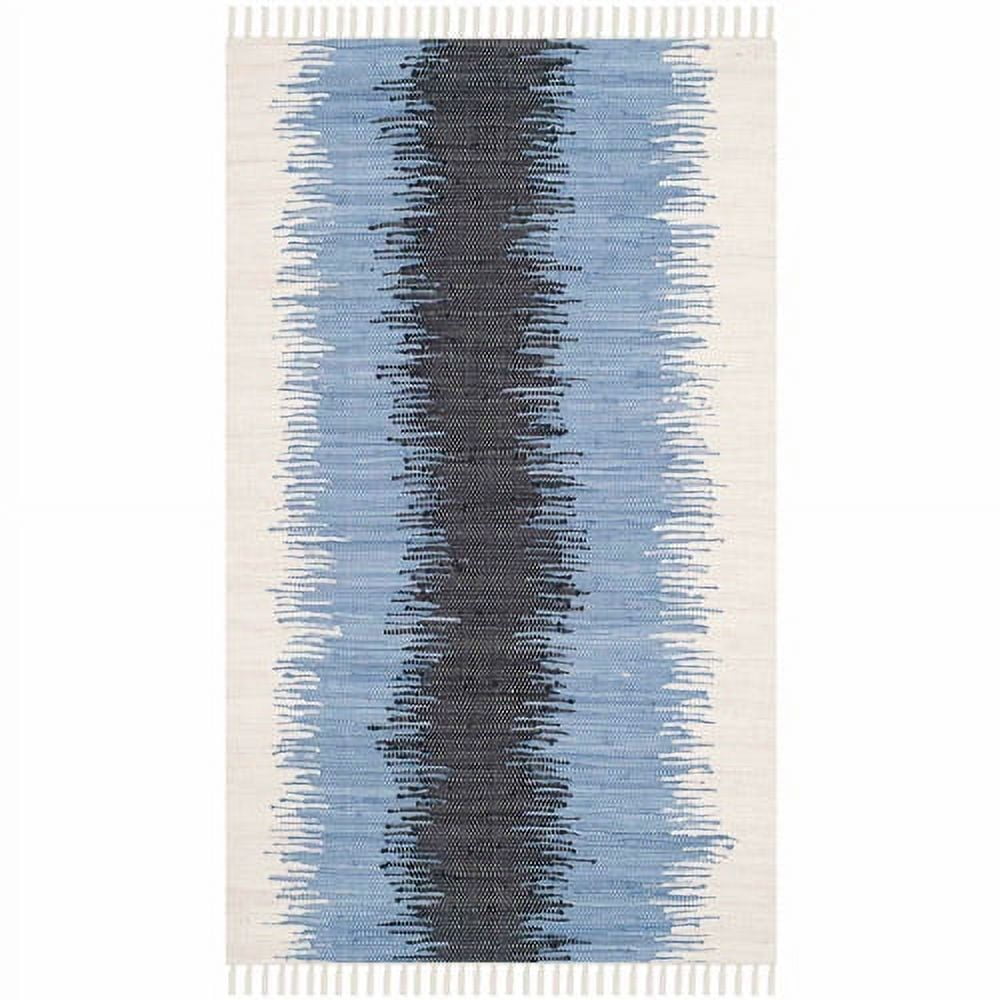 Coastal Charm Handwoven Grey & Black Cotton Area Rug, 8' x 10'