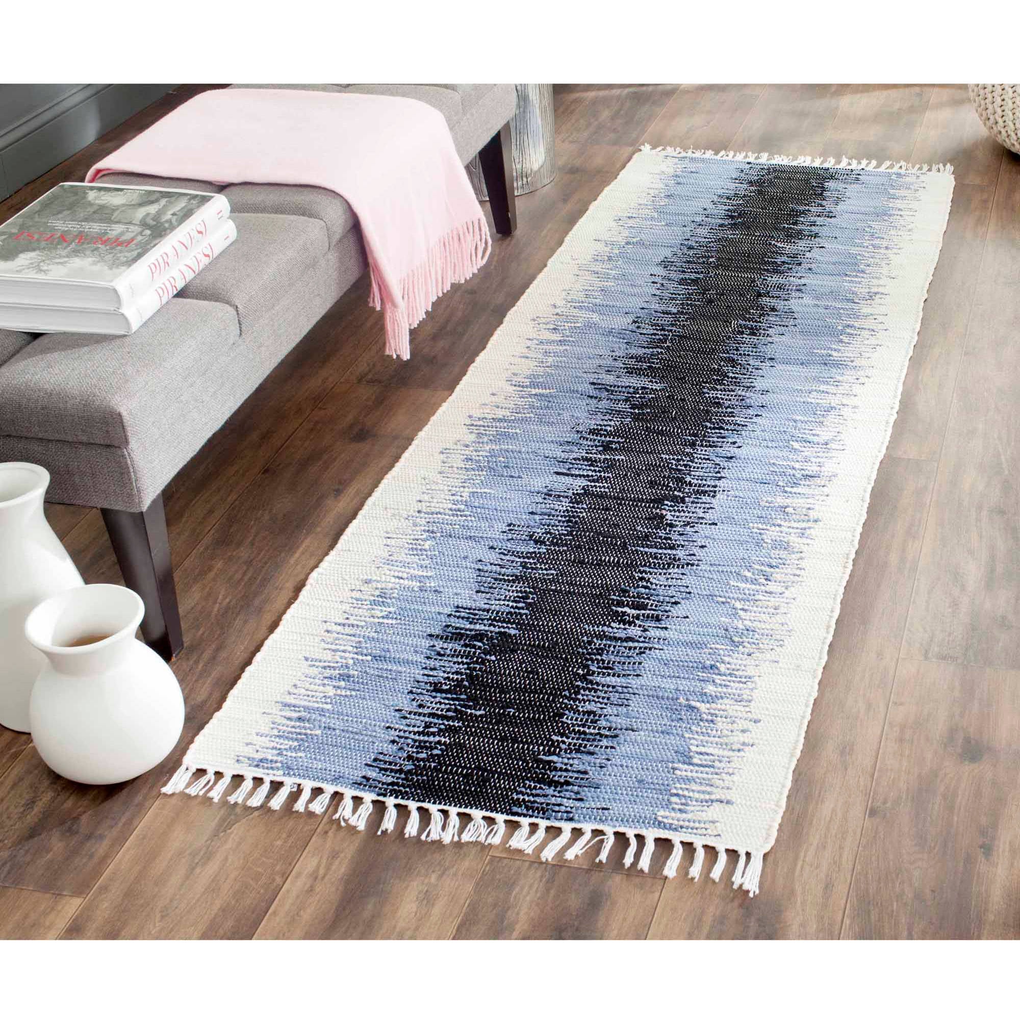 Montauk 27" Gray and Black Cotton Flat Woven Rug