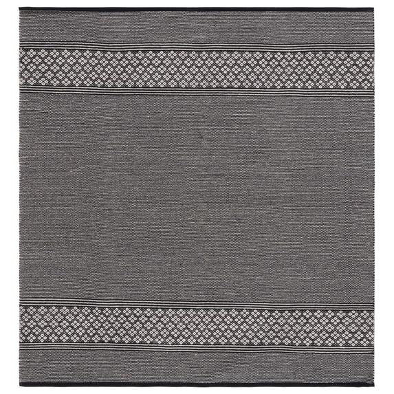 SAFAVIEH Montauk Topher Solid Cotton Area Rug, Black/Ivory, 6' x 6' Square