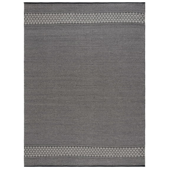 SAFAVIEH Montauk Topher Solid Cotton Area Rug, Black/Ivory, 8' x 10'