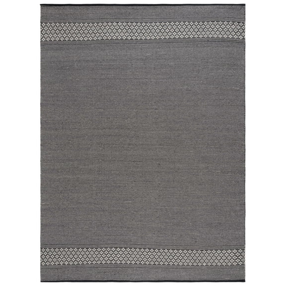 SAFAVIEH Montauk Topher Solid Cotton Area Rug, Black/Ivory, 8' x 10'