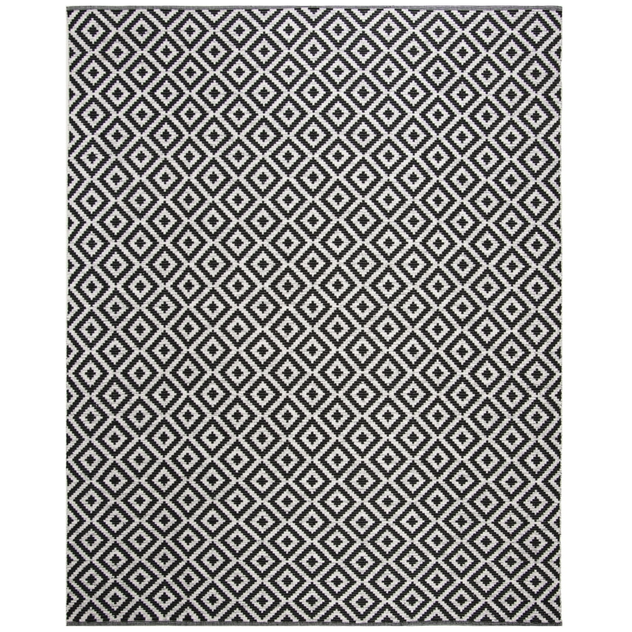 Montauk Black and Ivory Wool Cotton 8' x 10' Area Rug