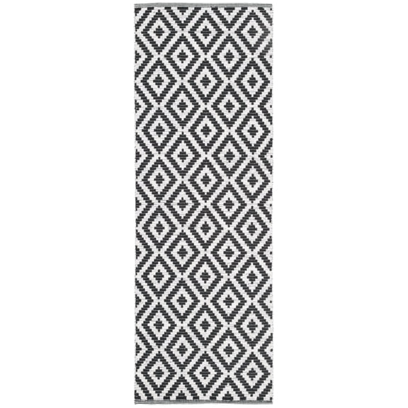 SAFAVIEH Montauk Tryik Geometric Diamonds Cotton Runner Rug, Black/Ivory, 2'3" x 7'