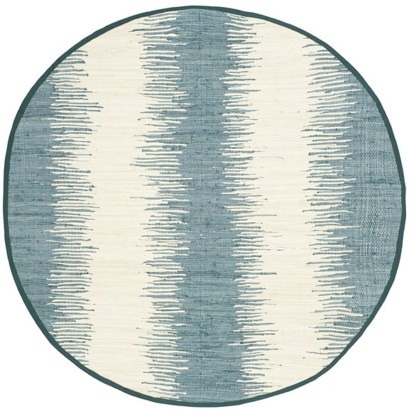 SAFAVIEH Montauk Twyla Geometric Cotton Area Rug, Blue, 4' x 4' Round