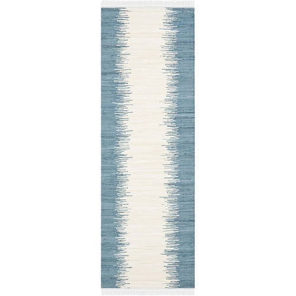 Montauk 4' x 6' Blue Stripe Handmade Cotton Rug
