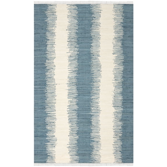 SAFAVIEH Montauk Twyla Striped Cotton Area Rug, Blue, 5' x 7'