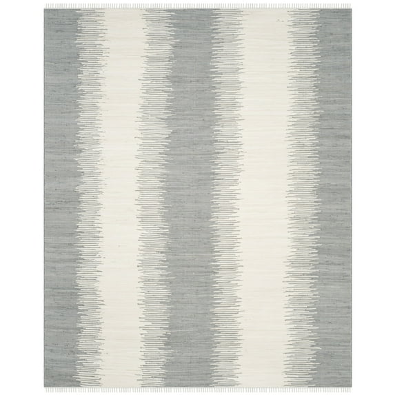 SAFAVIEH Montauk Twyla Striped Cotton Area Rug, Grey, 10' x 14'