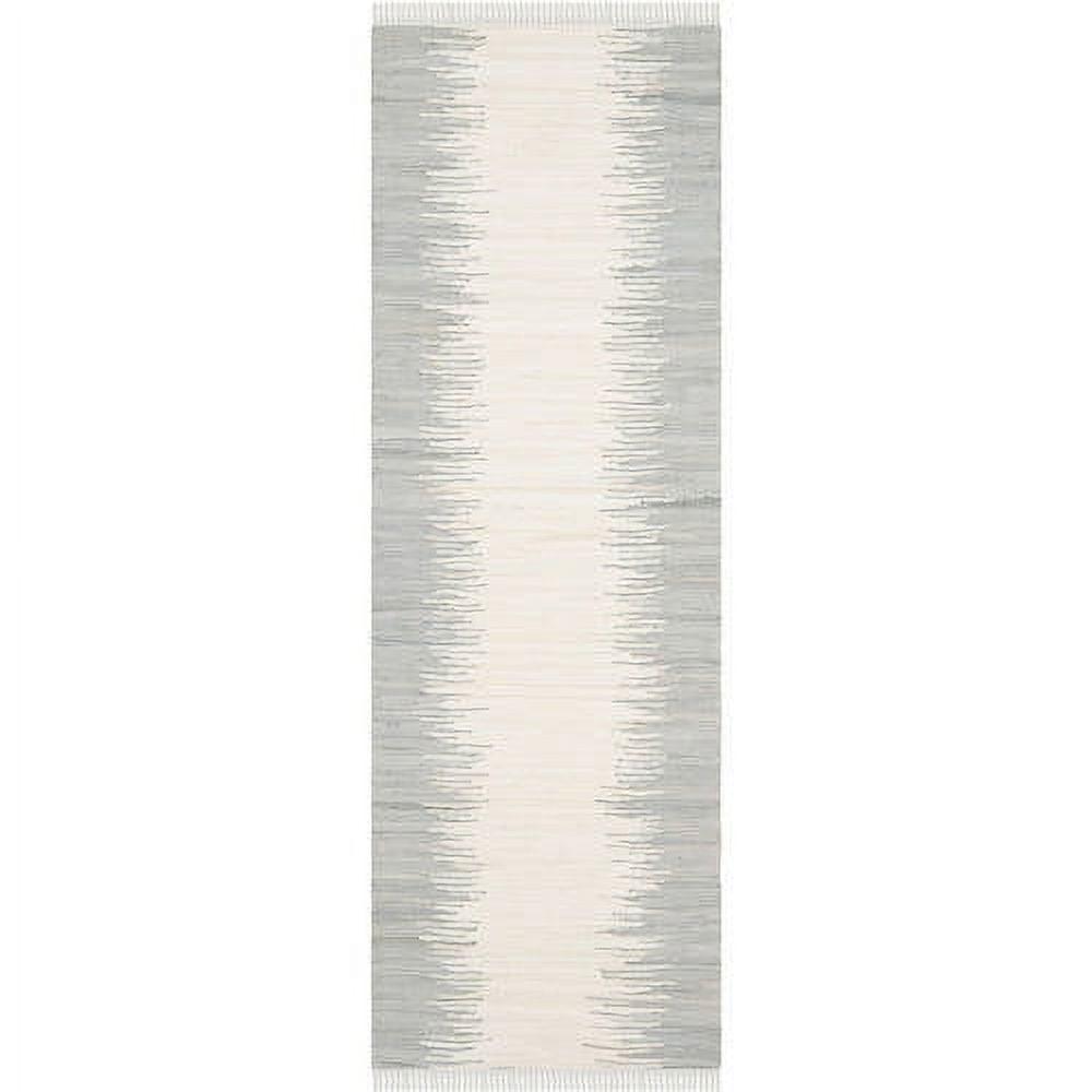 Coastal Charm Handwoven Gray Stripe Cotton 4' Square Rug