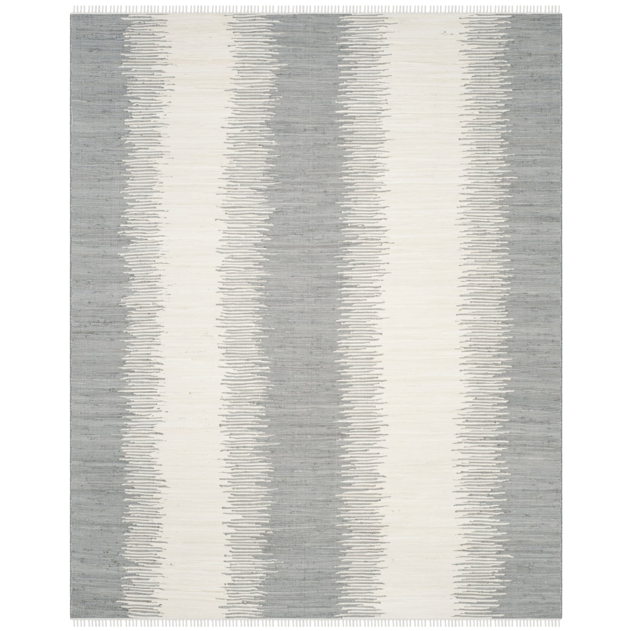 Coastal Charm Handwoven Gray Stripe Cotton 4' Square Rug