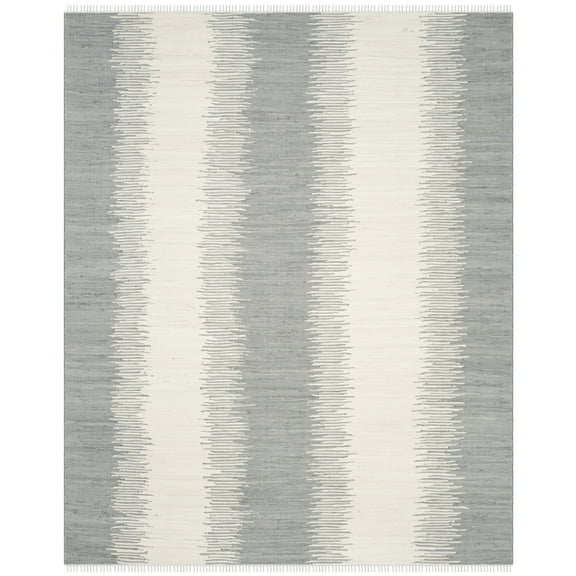 SAFAVIEH Montauk Twyla Striped Cotton Area Rug, Grey, 4' x 4' Square