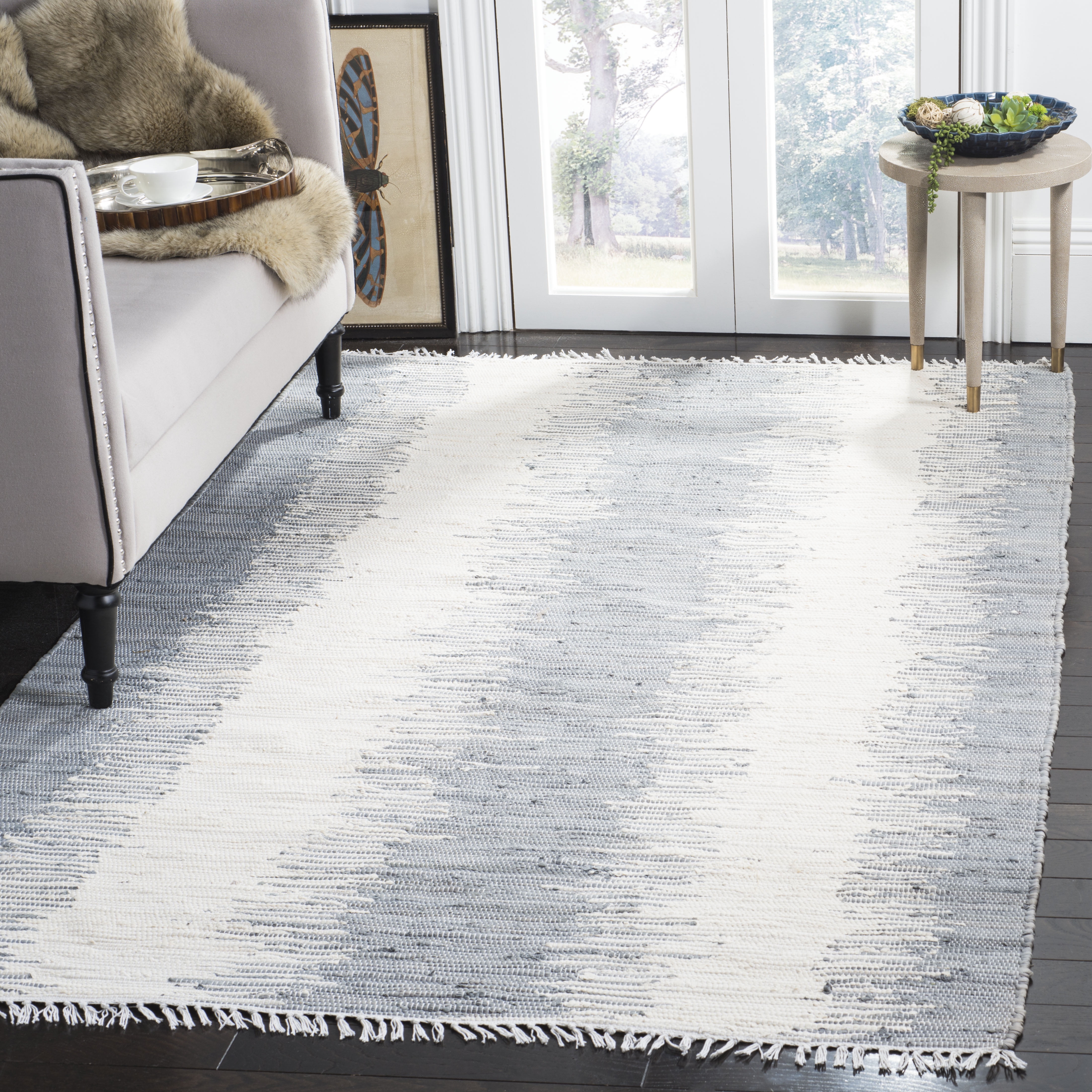 Montauk Gray 6 ft. Square Handwoven Cotton Area Rug