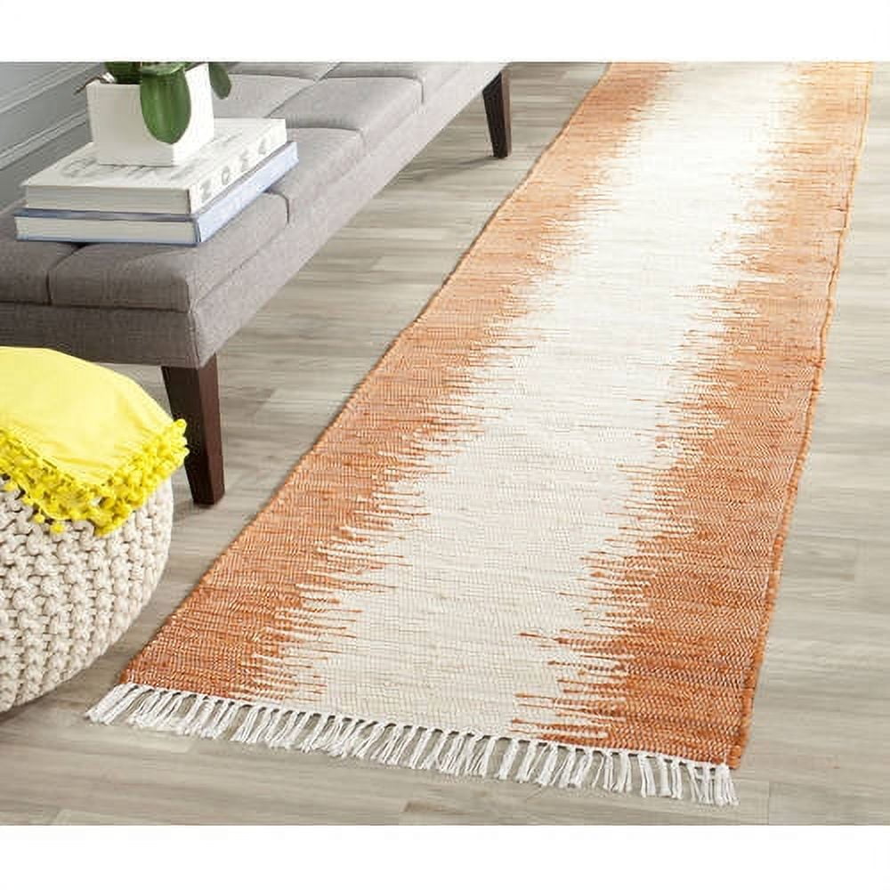 Coastal Charm Orange Cotton Flat Woven 4'x6' Area Rug