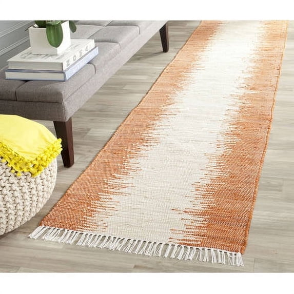 SAFAVIEH Montauk Twyla Striped Cotton Area Rug, Orange, 4' x 6'
