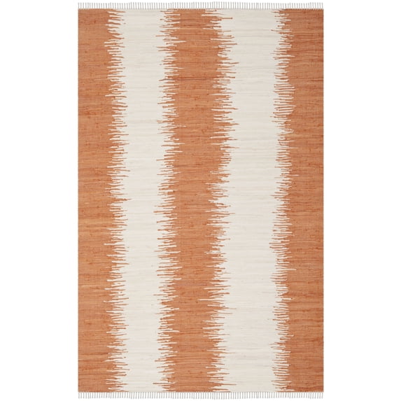 SAFAVIEH Montauk Twyla Striped Cotton Area Rug, Orange, 5' x 8'
