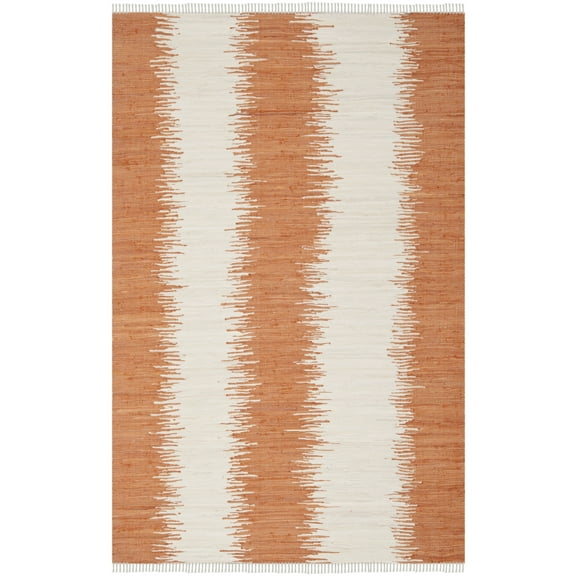 SAFAVIEH Montauk Twyla Striped Cotton Area Rug, Orange, 8' x 10'