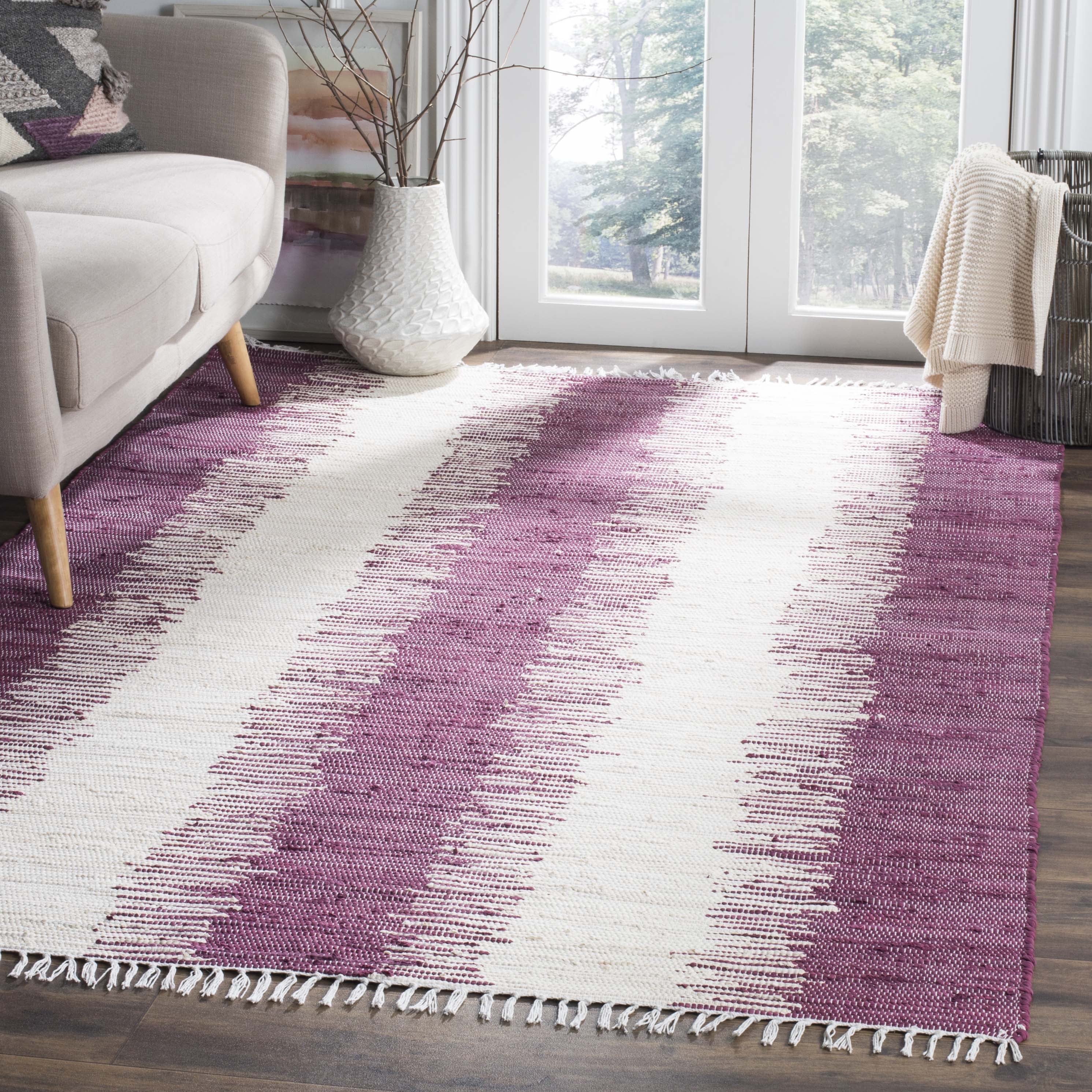 Coastal Breeze Blue Cotton 6' x 9' Handwoven Flatweave Rug