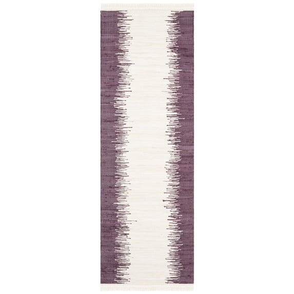 SAFAVIEH Montauk Twyla Striped Cotton Runner Rug, Purple, 2'3" x 7'