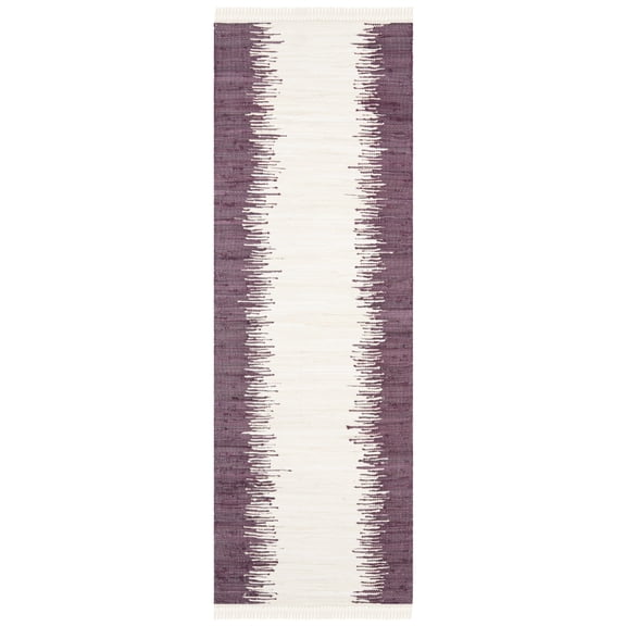 SAFAVIEH Montauk Twyla Striped Cotton Runner Rug, Purple, 2'3" x 7'