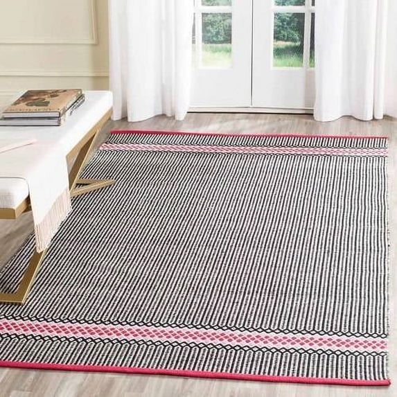 SAFAVIEH Montauk Varina Geometric Striped Cotton Area Rug, Light Pink/Multi, 4' x 6'