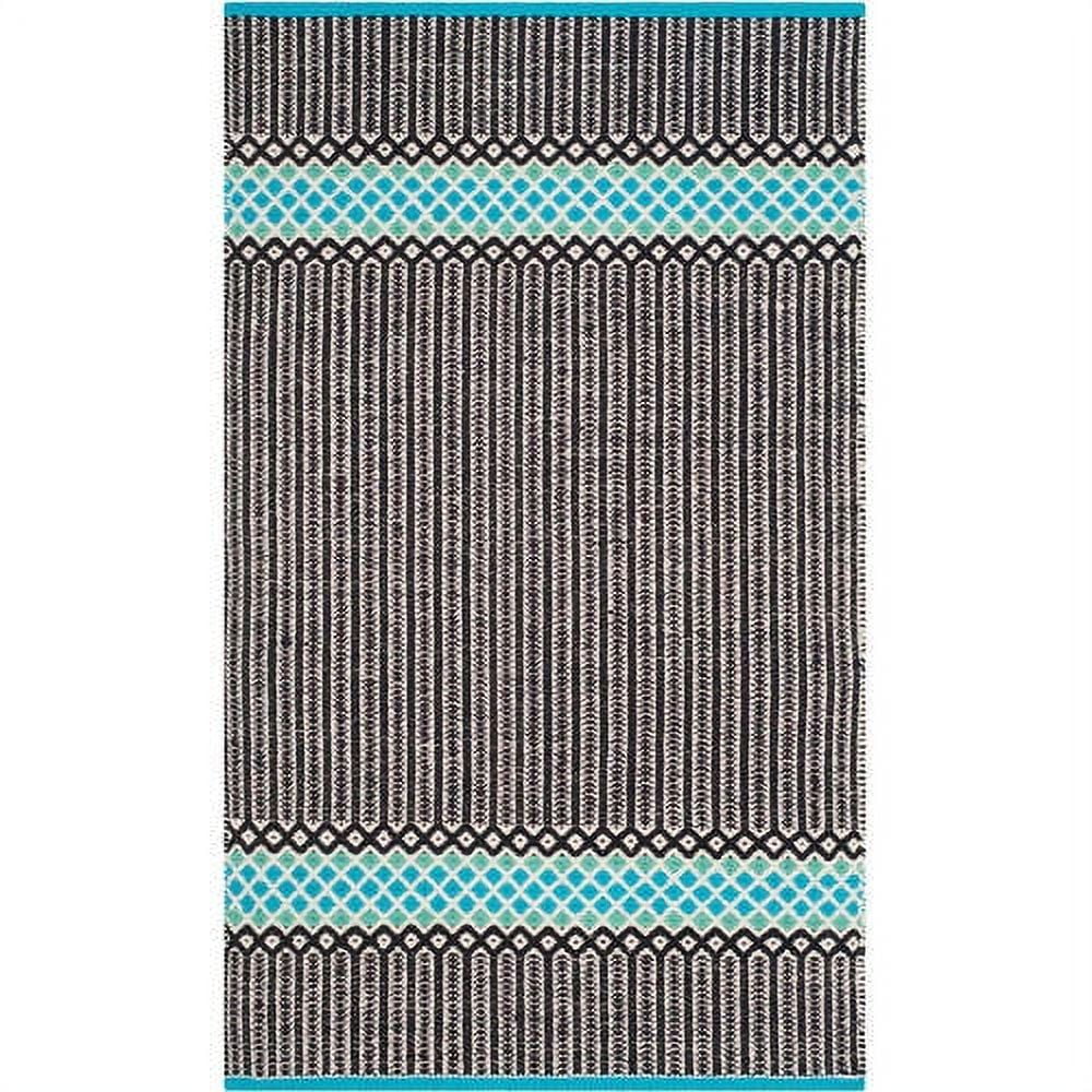 SAFAVIEH Montauk Varina Geometric Striped Cotton Area Rug, Turquoise/Multi, 8' x 10'