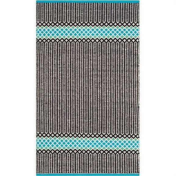 SAFAVIEH Montauk Varina Geometric Striped Cotton Area Rug, Turquoise/Multi, 8' x 10'