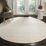 SAFAVIEH Montauk Vaughn Geometric Cotton Area Rug, Beige/Ivory, 6' x 6' Round