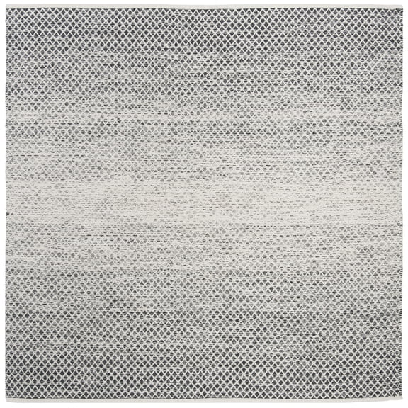 SAFAVIEH Montauk Vaughn Geometric Cotton Area Rug, Black/Ivory, 4' x 4' Square
