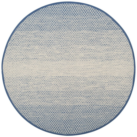 SAFAVIEH Montauk Vaughn Geometric Cotton Area Rug, Blue/Ivory, 4' x 4' Round