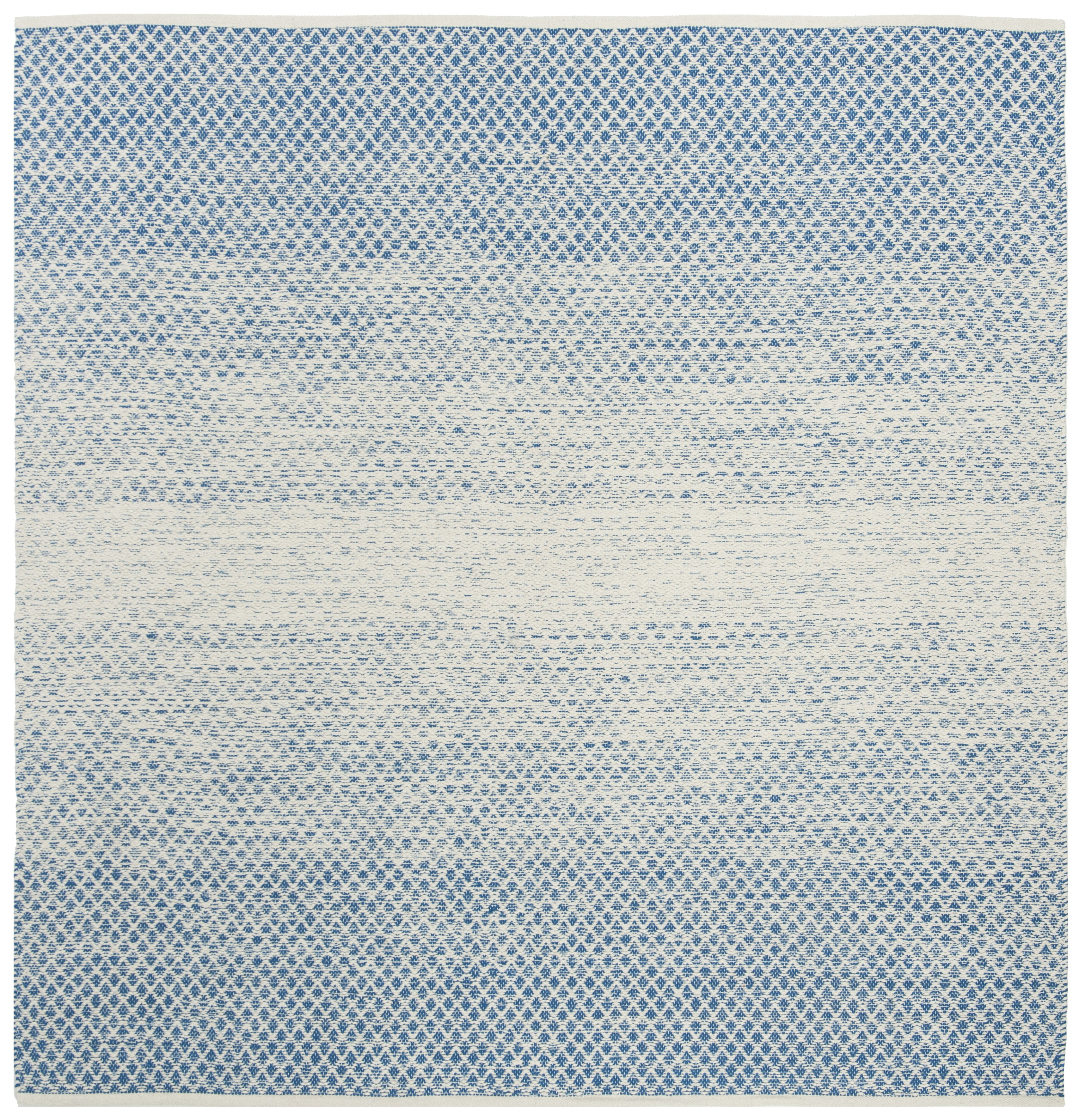 SAFAVIEH Montauk Vaughn Geometric Cotton Area Rug, Blue/Ivory, 4' x 4' Square